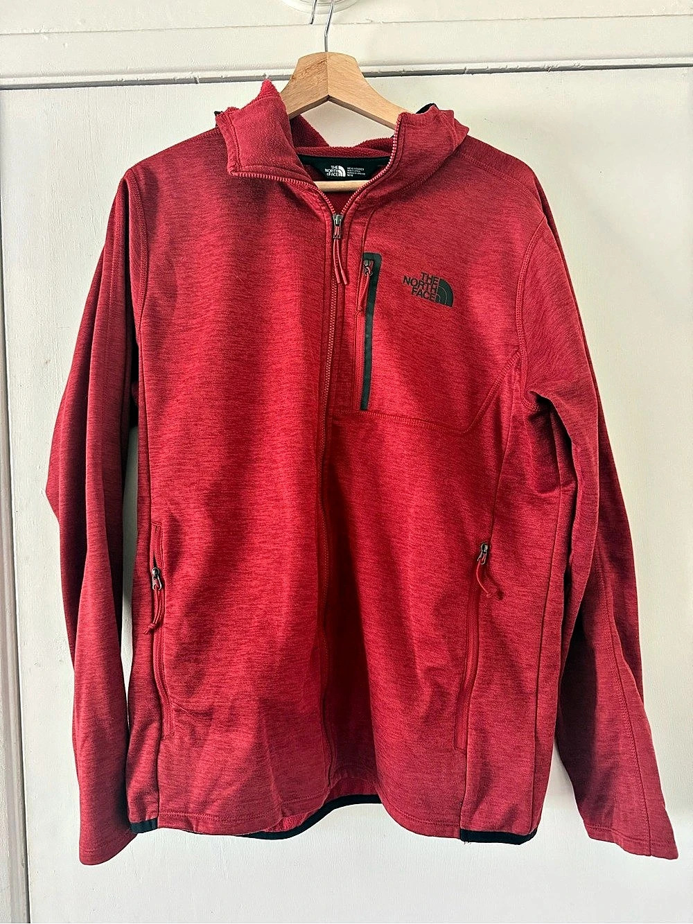 The North Face Men's TNF Performance Fleece Full Zip Hoodie Red Medium